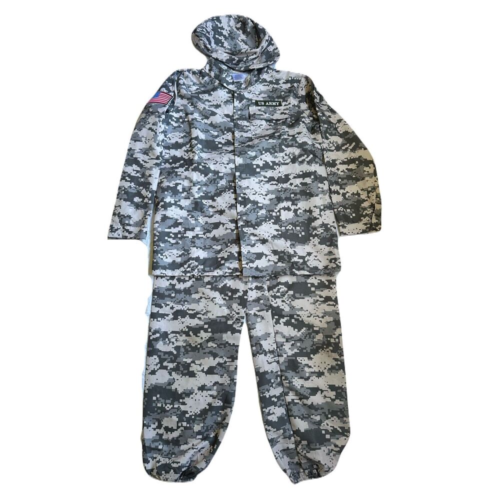 US Army Uniform Costume Kids Size 10–12 Top Pants Hat 3 Piece Dress Up
